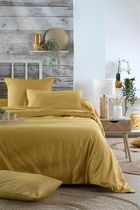 Stof, bawełniane prześcieradło na gumce, żółte, Elysee