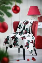 Stof, koc świąteczny klaus w choinki, 130-160 cm