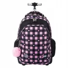St.Right, plecak szkolny na kółkach, 4-komorowy, Pink Checkered