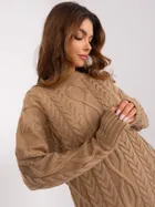 Sukienka damska z wełną, beżowa, Rue Paris