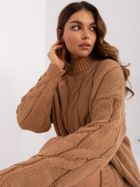 Sukienka damska z wełną, beżowa, Rue Paris