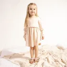 Sukienka dziewczęca z długim rękawem, beżowa, Nicol