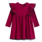 Sukienka dziewczęca z długim rękawem, bordowa, Nicol