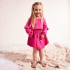 Sukienka dziewczęca z długim rękawem, różowa, Nicol
