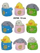 Sun-Day, Zwierzątko wielkanocne w koszyczku, maskotka, 13 cm, 1 szt.