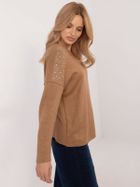 Sweter damski, oversize, brązowy, Italy Moda