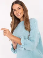 Sweter damski, oversize, niebieski, Italy Moda