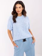 Sweter damski, oversize, niebieski, Italy Moda