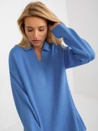 Sweter damski, oversize, niebieski, Rue Paris