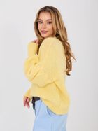 Sweter damski, oversize, żółty, Italy Moda