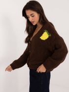 Sweter damski, rozpinany, brązowy, Italy Moda