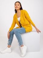 Sweter damski, rozpinany, musztardowy, Rue Paris