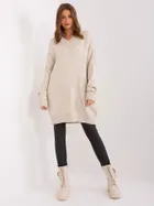 Sweter damski z wełną, beżowy, Rue Paris