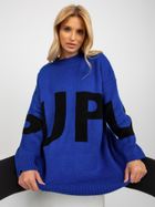 Sweter damski z wełną, oversize, niebieski, Rue Paris