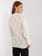 Sweter damski z wełną, rozpinany, ecru, Rue Paris
