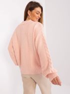 Sweter damski z wełną, rozpinany, różowy, Rue Paris