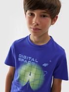 T-shirt chłopięcy, niebieski, 4F