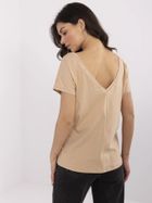 T-shirt damski, beżowy, Basic Feel Good