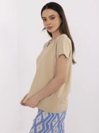 T-shirt damski, beżowy, Basic Feel Good