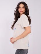 T-shirt damski, beżowy, Sublevel