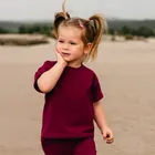 T-shirt dziewczęcy, bordowy, Eevi