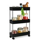 Tadar, organizer, regał łazienkowy na kółkach, 3 poziomowy, czarny, 40-13,5-61 cm