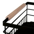 Tadar, suszarka do naczyń z ociekaczem i tacą, czarna, drewniane uchwyty, 43-32-15 cm