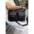 Torba na laptopa, czarna, skórzana, 13,3", Peterson