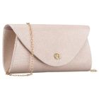 Torebka kopertówka, beżowa, brokatowa, Rovicky