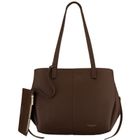 Torebka shopper z etui, brązowa, skóra ekologiczna, Peterson
