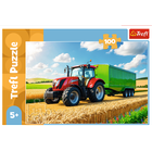 Trefl, Maszyny rolinicze, Traktor z przyczepą, puzzle, 100 elementów