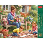 Trefl, Premium Plus, Mother's Day, Rodzina w ogrodzie, puzzle, 1000 elementów