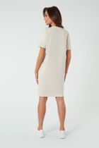 Tunika damska z krótkim rękawem, beżowa, Stella, Italian Fashion