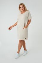 Tunika damska z krótkim rękawem, plus size, beżowa, Stella, Italian Fashion