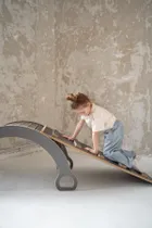 tupti.wood, 2w1: duży bujak montessori + duża zjeżdżalnia, drabinka, szara