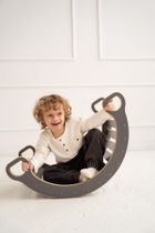 tupti.wood, 3w1: mały bujak montessori + mała zjeżdżalnia, chmurki, szary