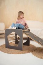 tupti.wood, kostka wielozadaniowa + mała zjeżdżalnia, chmurki, szara