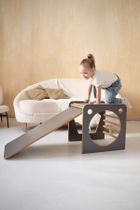 tupti.wood, kostka wielozadaniowa + mała zjeżdżalnia, drabinka, szara