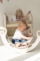 tupti.wood, poduszka do bujaka montessori, materac do małego bujaka, szary