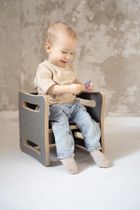 tupti.wood, Smally, 2w1: krzesełko, stolik, szare