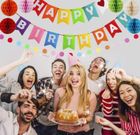 Urodzinowa girlanda, zestaw, girlanda happy birthday, pompony