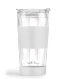 Vialli Design, kubek termiczny szklany ze słomką, 600 ml, biały Fuori