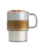 Vialli Design, Livio, szklanki ryflowane z różowym uchem, 350 ml, 2 szt.