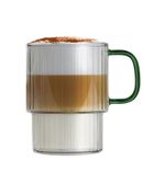 Vialli Design, Livio, szklanki ryflowane z zielonym uchem, 350 ml, 2 szt.