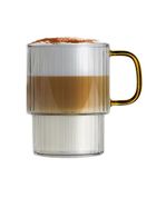 Vialli Design, Livio, szklanki ryflowane z żółtym uchem, 350 ml, 2 szt.
