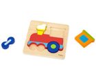 Viga, lokomotywa, drewniane puzzle z podkładką, 4 elementy