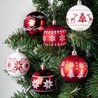 Vilde, bombki choinkowe, nietłukące, czerwone, białe, 6 cm, 30 szt.