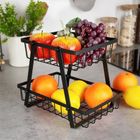 Vilde, koszyk na owoce metalowy, 2-poziomowy, czarny