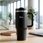 Vilde, kubek termiczny, stalowy, czarny z uchwytem, 1,2l
