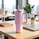 Vilde, kubek termiczny z uchwytem, stalowy, różowy, 1,2l